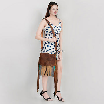 American Darling Cross Body Saddle Blanket Fabric Leather Western Women Bag Handbag Purse Crossbody Travel Bags College